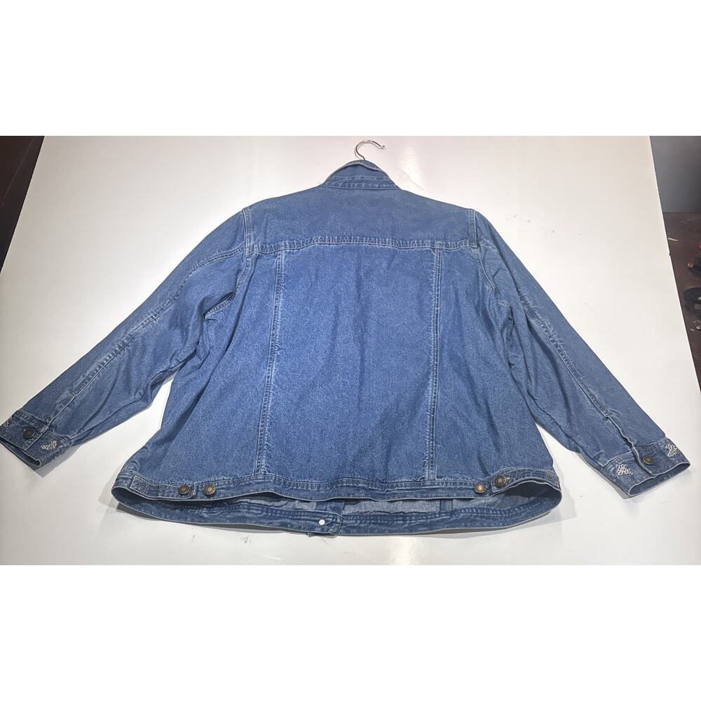Vtg Womens Denim & Co Jean Jacket Sz 2X Floral Embroidered Light Weight - Picture 12 of 16